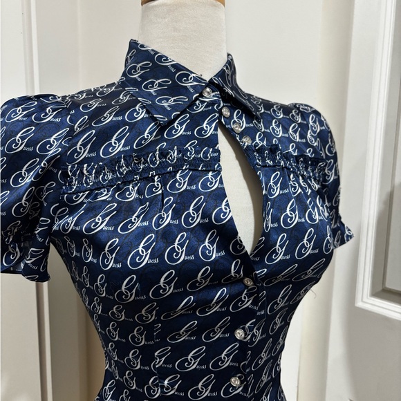 Vintage Guess Navy Blue Button Down Shirt - Picture 5 of 10